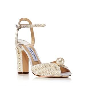 Jimmy Choo Pearl Embellished Cream Heels